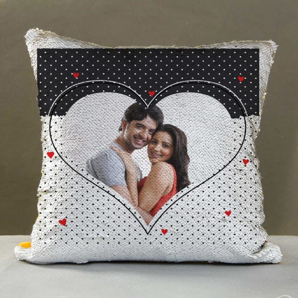Big Heart Personalized Sequin Cushion
