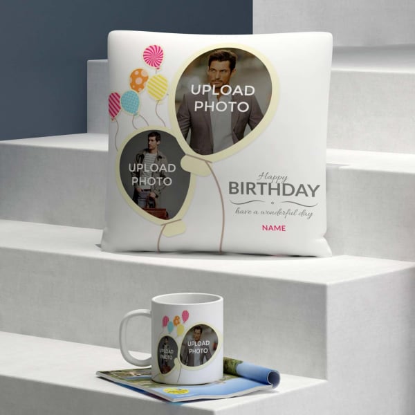 Birthday Balloons Personalized Cushion & Mug