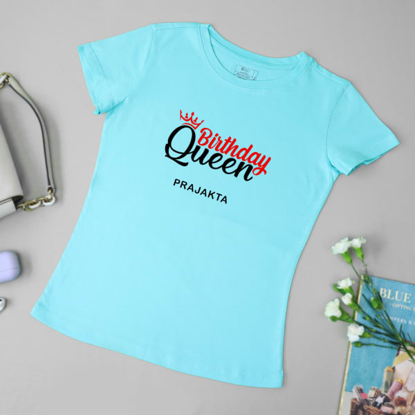 Birthday Queen Personalized Cotton T-Shirt - Mint