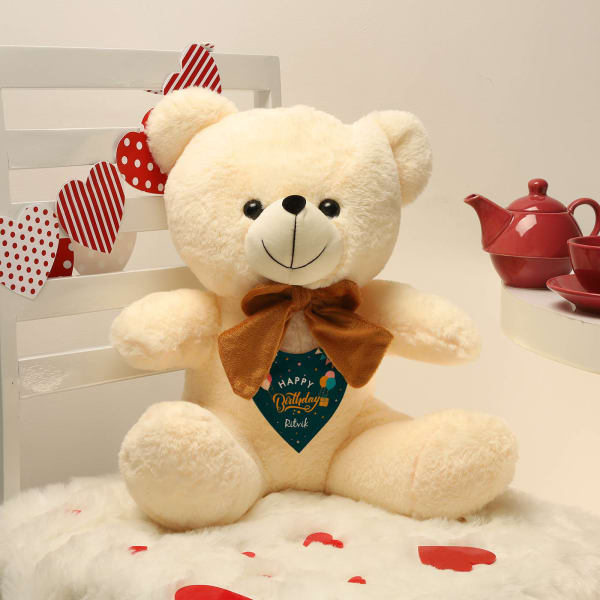 Birthday Teddy Bear With Personalized Heart Panel