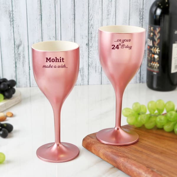 Birthday Wish Personalized Unbreakable Wine Glasses Set