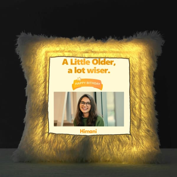 Birthday Wishes Personalized LED Fur Cushion