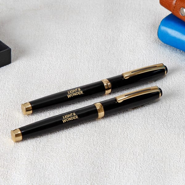 Black And Gold Rollerball Pens (Set of 2)