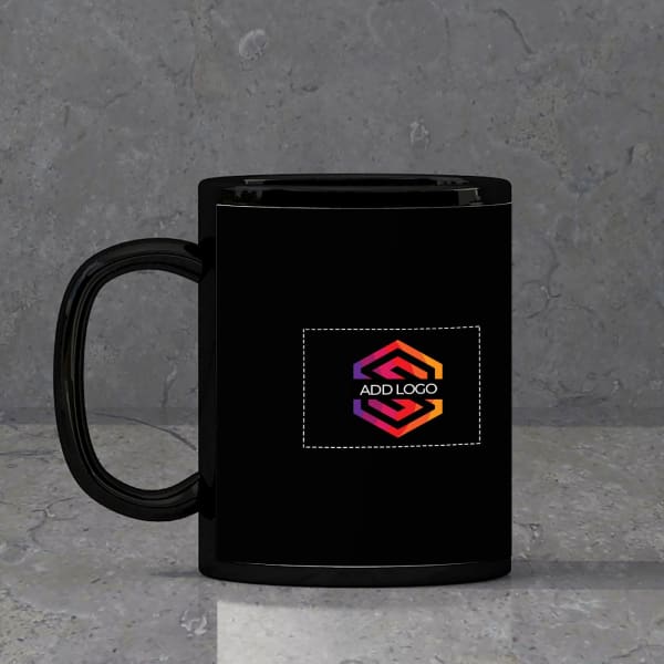 Black Ceramic Mug - Customized with Logo Image and Name