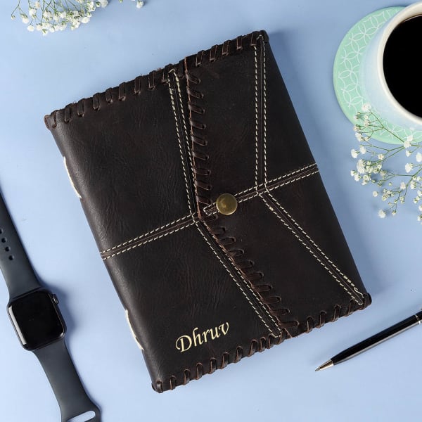Black Leather Journal - Personalized