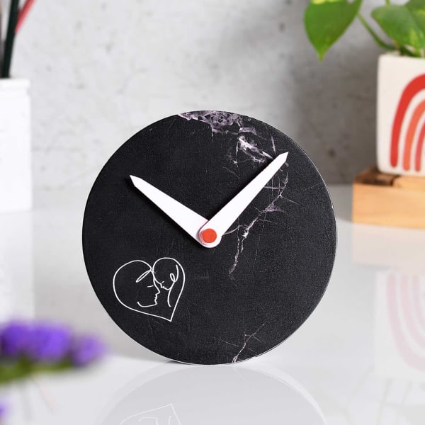 Black Marble Finish Table Clock for Mom