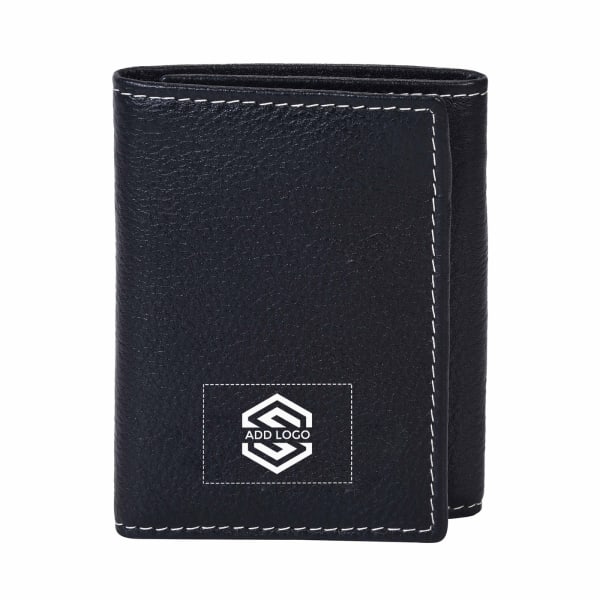 Black Oily Crunch Tanned Leather Wallet - Customizable with Logo