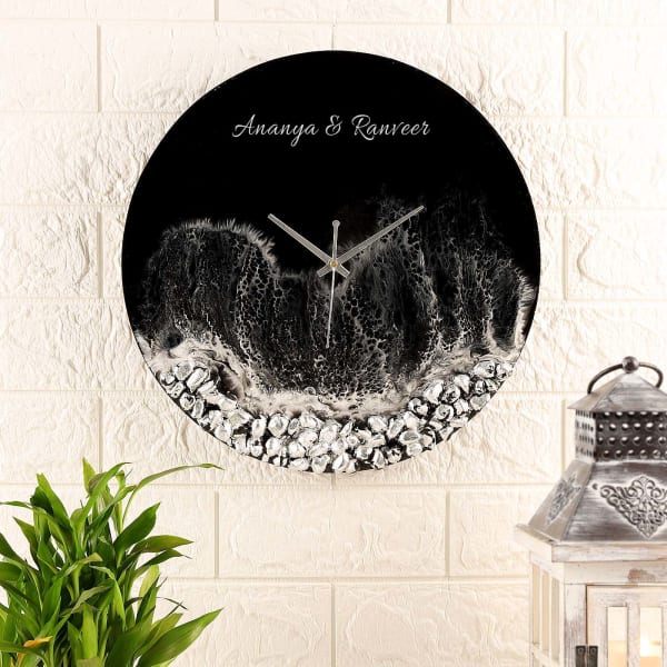 Black Resin Personalized Wall Clock