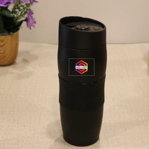 Black Steel Coffee Mug - Customized with Logo