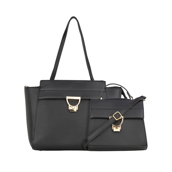 Black Tote And Sling Bag Set For Women