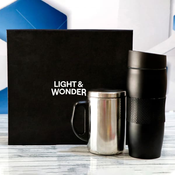 Black Tumbler With Coffee Mug