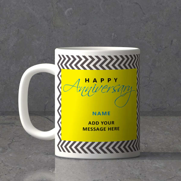 Black & Yellow Vintage Personalized Anniversary Mug