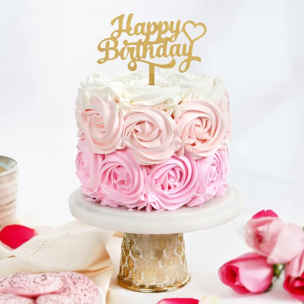 Blissful Ombre Rose Birthday Cake (250 GM)