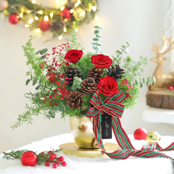 Blooming Christmas in Rose Gold Vase