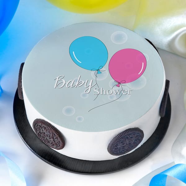 Blue and Pink Balloons Baby Shower Poster Cake (1 Kg)