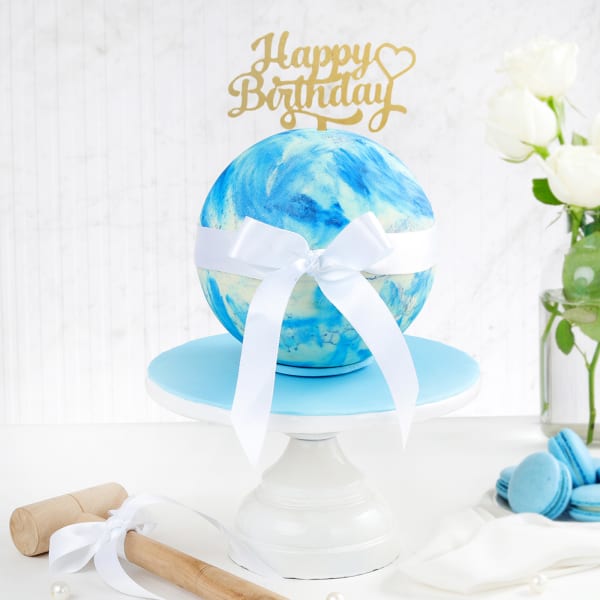Blue Chocolate Pinata Ball Cake (Eggless) for Birthday (1Kg)