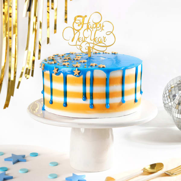 Blue Happy New Year Cake (1 Kg)