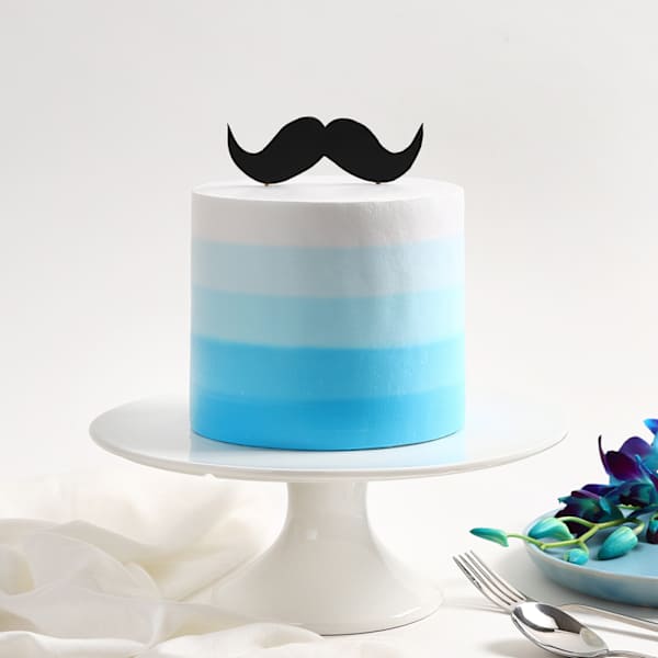 Blue Ombre Moustache Cake (500 g)