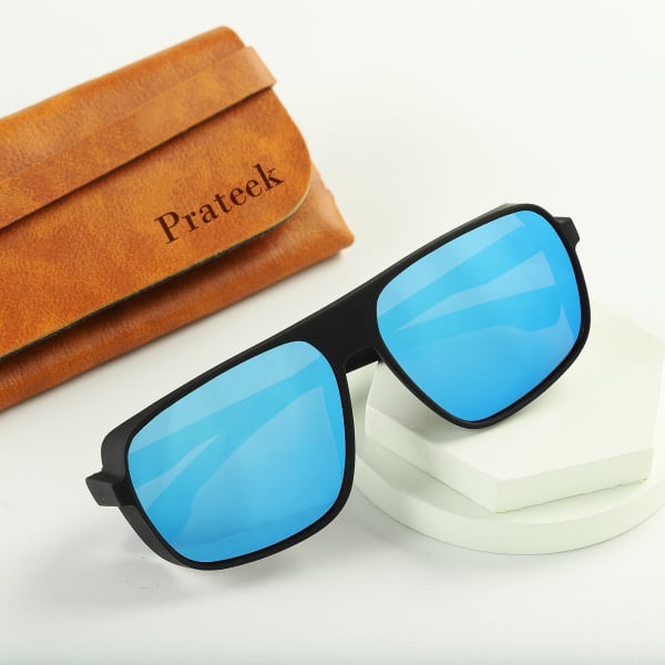Blue Sunglasses with Personalized Case