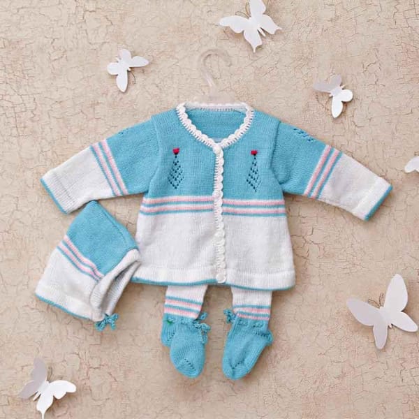 Blue Woolen Sweater With Socks & Cap for Baby Boy Gift/Send Fashion