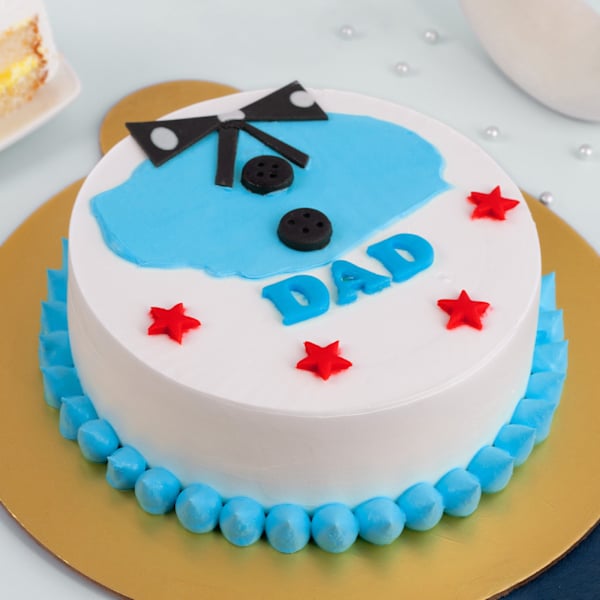 Bluetiful Bow Cream Cake For Dad