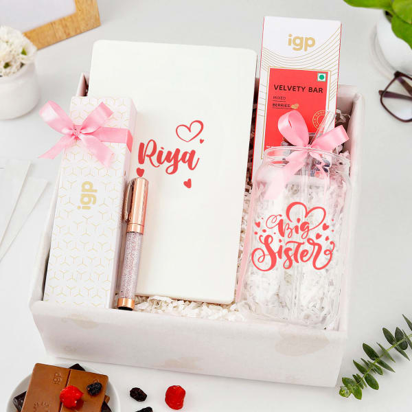 Blush Pink Personalized Essentials Hamper For Sister