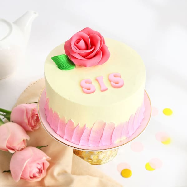 Blush Rose Cake For Sister (300 Gm)