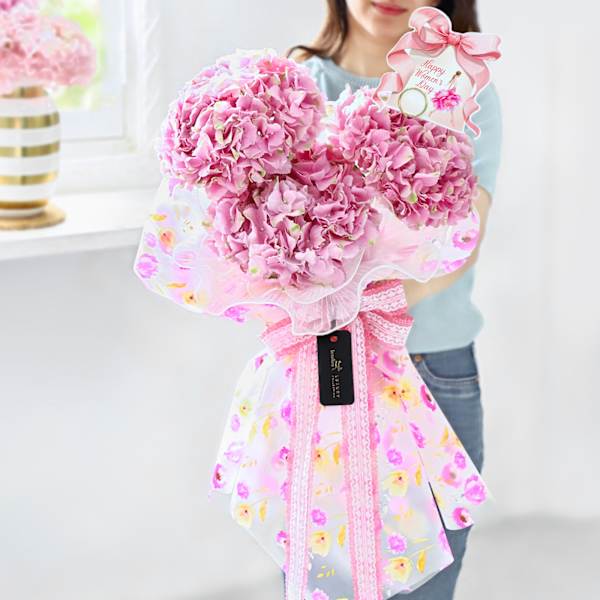 Blushing Hydrangeas Women's Day Bouquet