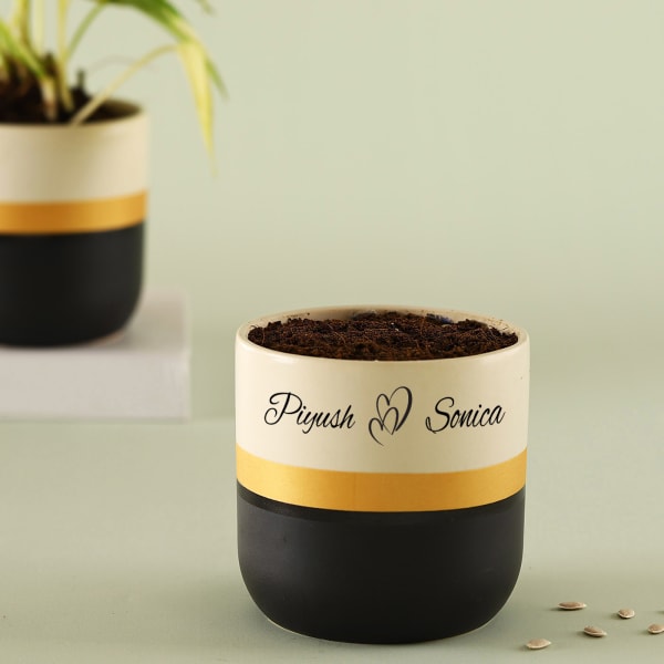 Bold And Gold Personalized Ceramic Planter - Without Plant