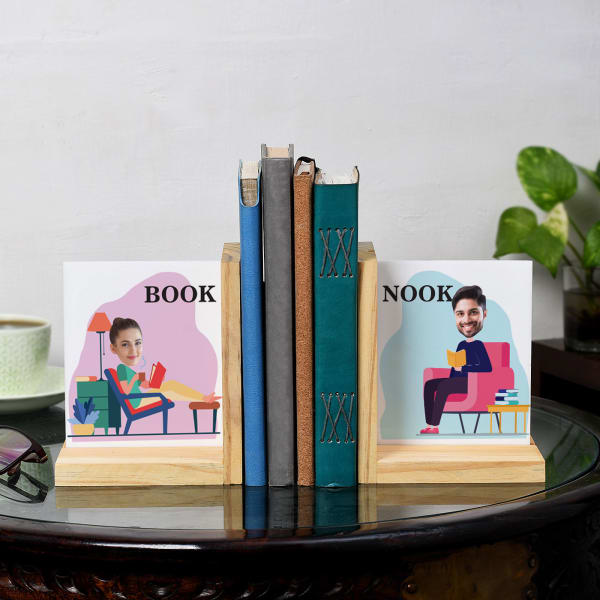 Book Nook Personalized Wooden Bookends