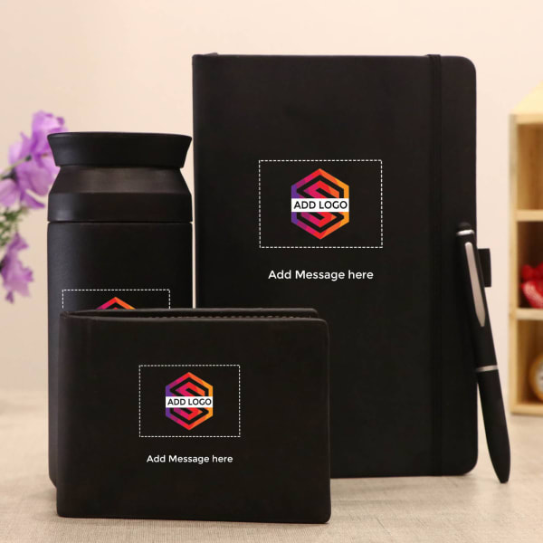 Bottle Diary & Wallet Corporate Gift Set - Customized with Logo & Message