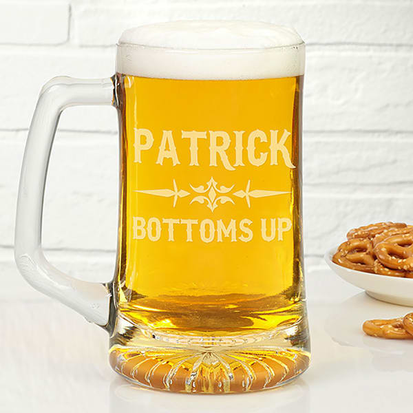 Bottoms Up Personalized Glass Beer Gift/Send Home and Living Gifts