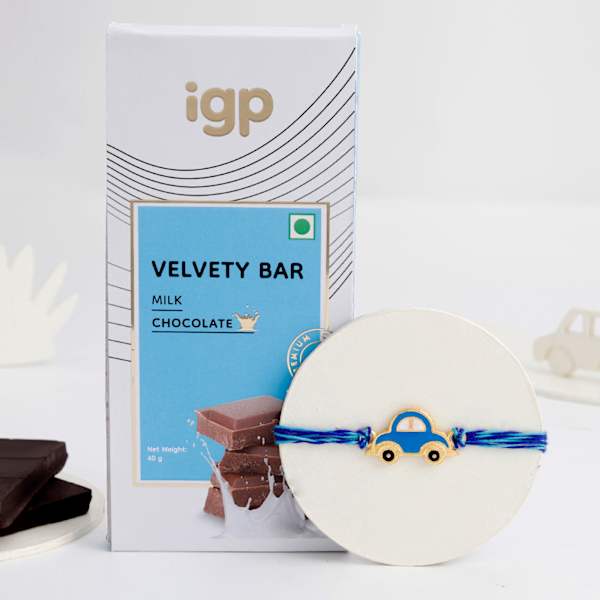 Bountiful Kids Car Rakhi And Chocolate Bar