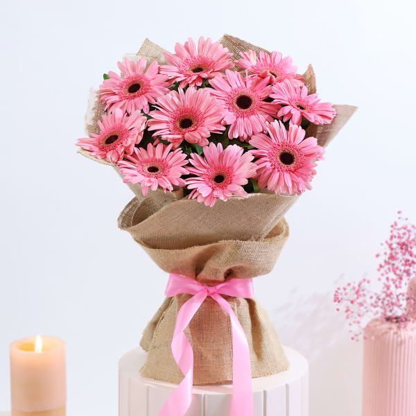 Bouquet of 10 Pink Gerberas