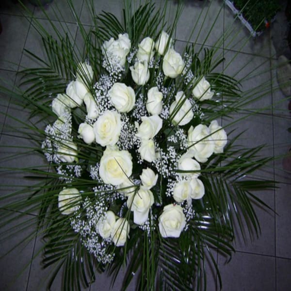 Bouquet of 25 Long Stemmed White Roses