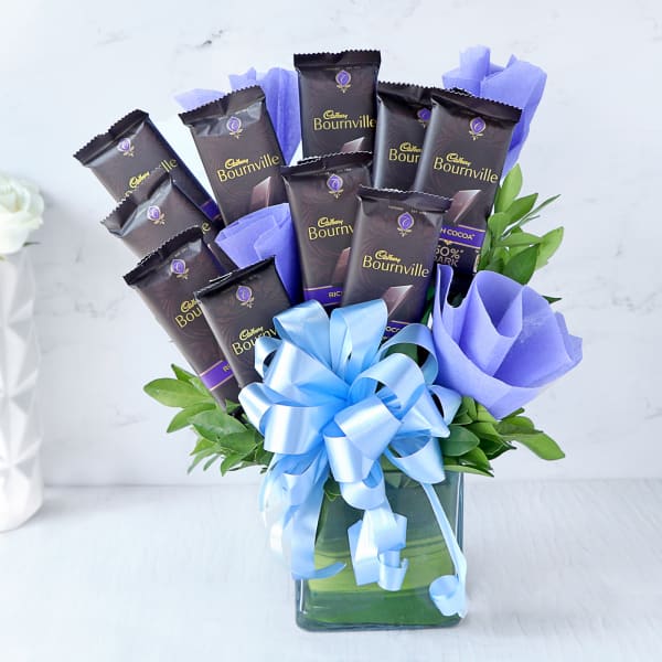 Bouquet Of Dark Chocolate Bars In A Vase