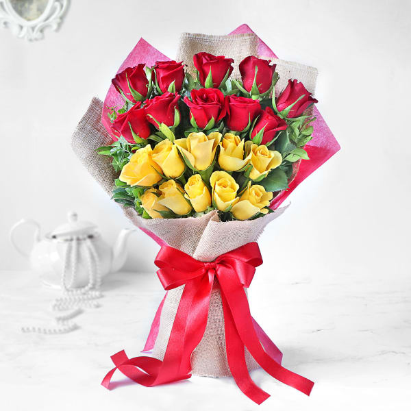 Bouquet of Red and Yellow Roses