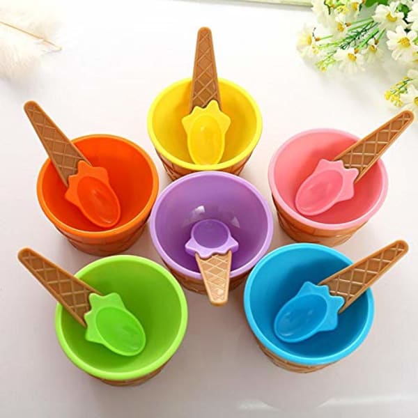 Bowls With Spoon - Ice Cream - Set Of 2
