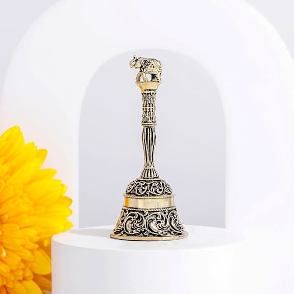 Brass Gajanan Handle Pooja Bell