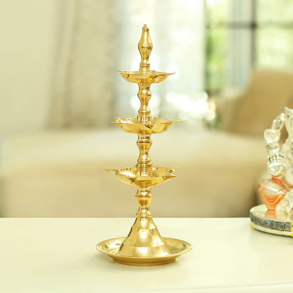 Brass Three Steps Metal Diya Gift/Send Diwali Gifts