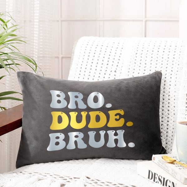 Bro To Bruh Personalized Velvet Cushion - Grey