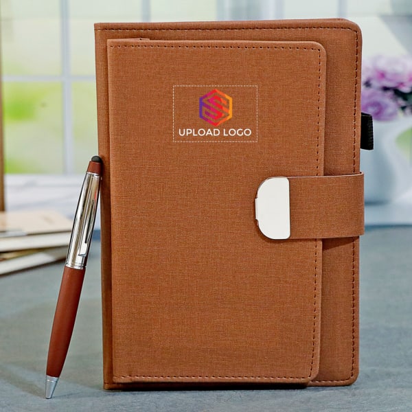 Brown DIary And Pen Set - Customized With Logo