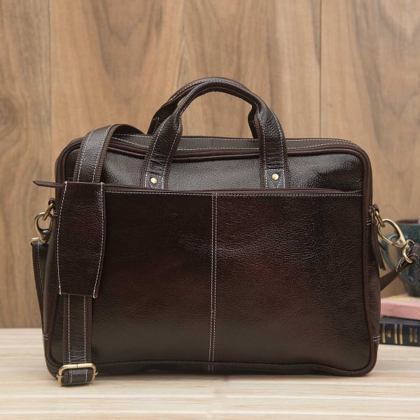 ladies brown leather laptop bag