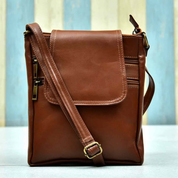 Brown Leather Slingbag: Gift/Send Fashion and Lifestyle Gifts Online ...