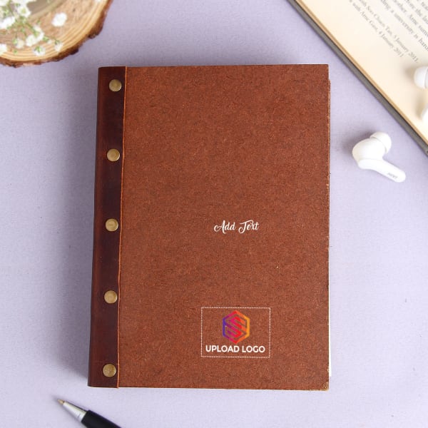 Brown Leathjer Journal - Customized WIth Logo And Name