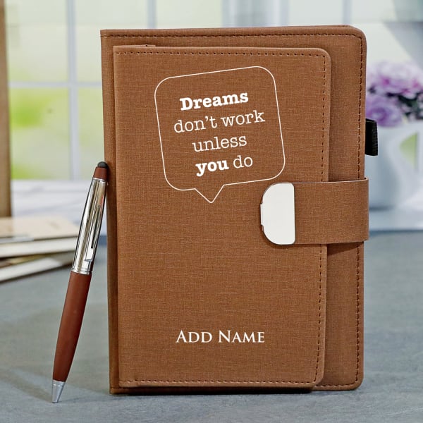 Brown Personalised Diary with Pen