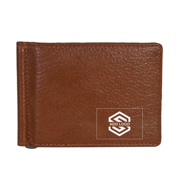 Camel Tan Vintage Grained Leather Men's Wallet - Customizable with Logo