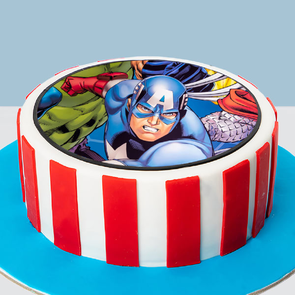 Captain America Photo Fondant Cake (1 Kg)