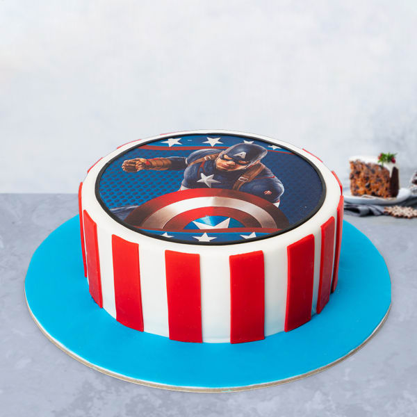 Captain America Photo Fondant Cake (3 Kg)