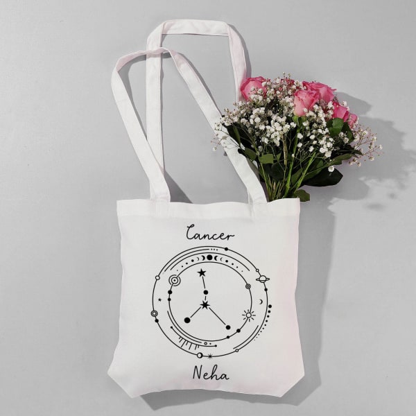 Charming Constellation Personalized Canvas Tote Bag - Cancer